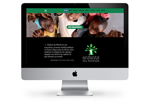 page d'accueil du site web enfants du monde