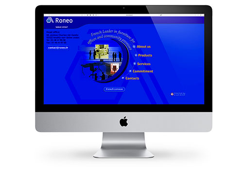 page d'accueil du site web corporate de RONEO